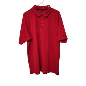 Slazenger Polo Shirt Golf Short Sleeve Red Logo Casual Polyester Mens XL